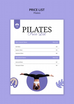 普拉提瑜伽机构价目表PSD素材